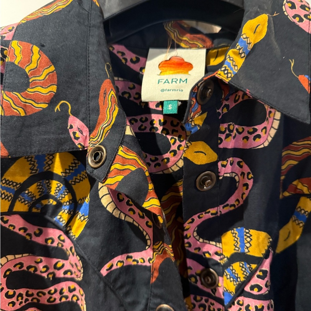 Farm Rio Colorful Snake Print Button-Up Dress - Picture 2 of 2
